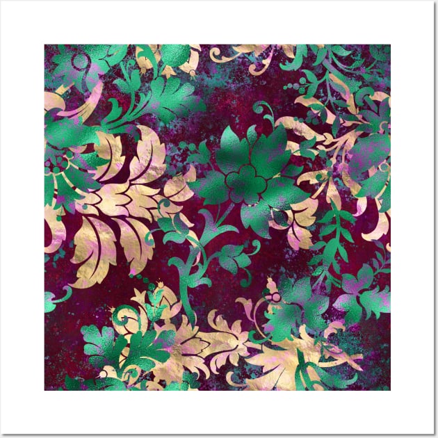 Jungle Floral Neck Gator Tan Green and Burgandy Jungle Flowers Wall Art by DANPUBLIC